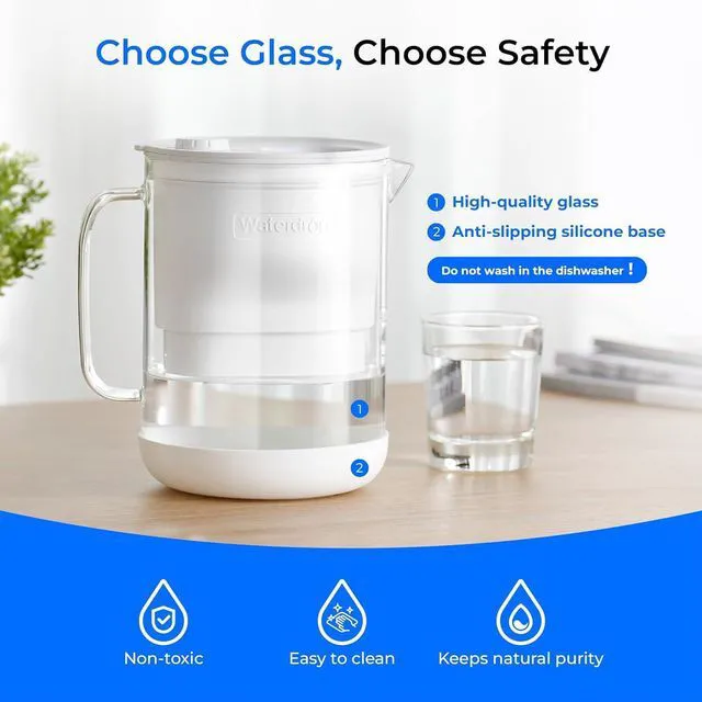 Alt view image 2 of 7 - Waterdrop PT-72W Glass Water Filter Pitcher, 7-Cup, Eco-Friendly, White, NSF/ANSI 53, 42 & 372 Certified Filter, Reduces PFOA/PFOS, Chlorine, Cadmium, Copper & Mercury