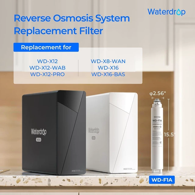 Alt view image 2 of 7 - Waterdrop F1A Filter, Alkaline Mineral Added, 12-Month Lifetime, Replacement for X8-WAN & X12 & X12-WAB & X12-WAJ & X12-WAQ & X12-PRO & X16 & X16-BAS & X16-BAJ & X16-BAQ Tankless RO System