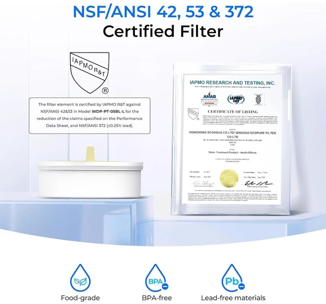 Alt view image 3 of 7 - Waterdrop PT-72W Glass Water Filter Pitcher, 7-Cup, Eco-Friendly, White, NSF/ANSI 53, 42 & 372 Certified Filter, Reduces PFOA/PFOS, Chlorine, Cadmium, Copper & Mercury