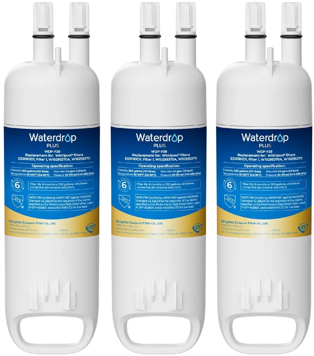 Main image of Waterdrop EDR1RXD1 Refrigerator Water Filter, 3 Pack, NSF/ANSI 401, Replacement for Everydrop® Filter 1, W10295370A, EDR1RXD1B, P8RFWB2L, P4RFWB, 46-9081, 46-9930, WDP-F38