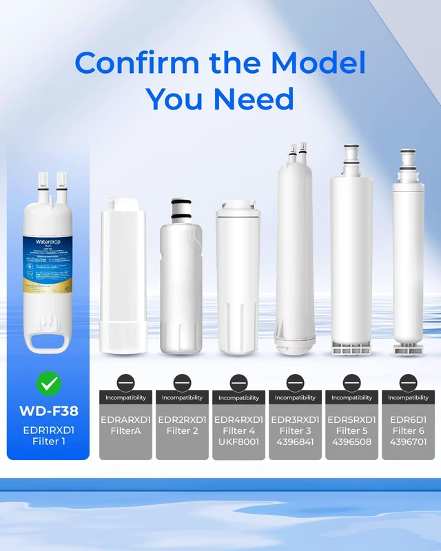 Alt view image 2 of 7 - Waterdrop EDR1RXD1 Refrigerator Water Filter, 3 Pack, NSF/ANSI 401, Replacement for Everydrop® Filter 1, W10295370A, EDR1RXD1B, P8RFWB2L, P4RFWB, 46-9081, 46-9930, WDP-F38