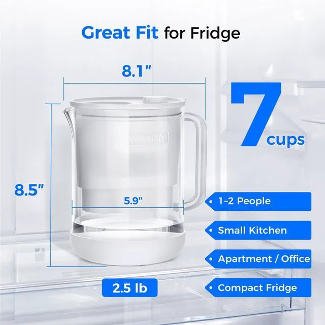 Alt view image 6 of 7 - Waterdrop PT-72W Glass Water Filter Pitcher, 7-Cup, Eco-Friendly, White, NSF/ANSI 53, 42 & 372 Certified Filter, Reduces PFOA/PFOS, Chlorine, Cadmium, Copper & Mercury