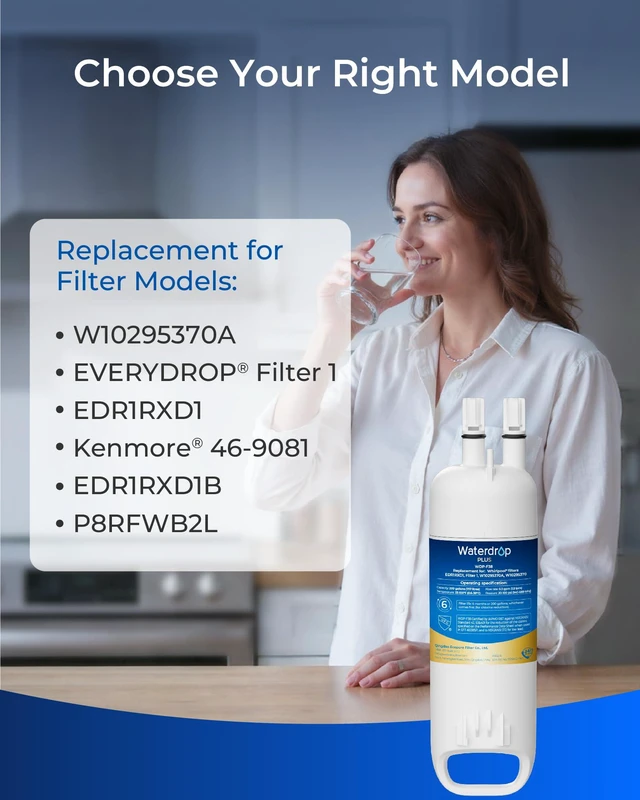 Alt view image 3 of 7 - Waterdrop EDR1RXD1 Refrigerator Water Filter, 3 Pack, NSF/ANSI 401, Replacement for Everydrop® Filter 1, W10295370A, EDR1RXD1B, P8RFWB2L, P4RFWB, 46-9081, 46-9930, WDP-F38