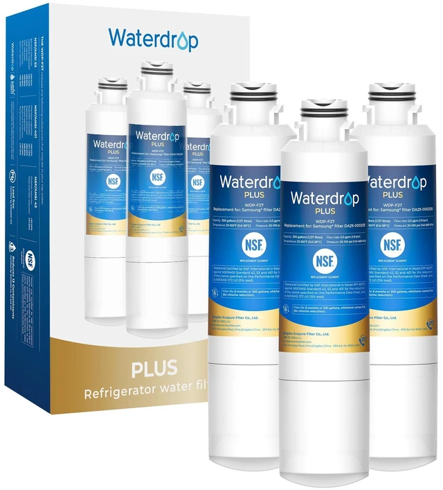 Main image of Waterdrop Plus WDP-F27 NSF 401 Certified Refrigerator Water Filter, 3 Pack, Reduce PFOA/PFOS, Replacement for Samsung® DA29-00020B Water Filter HAF-CIN, HDX FMS-2, DA97-08006A-1, 46-9101, RF28HMEDBSR