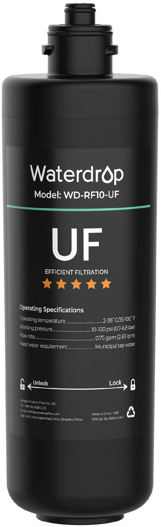 Main image of Waterdrop RF10-UF Water Filter Replacement for WD-10UA/10UA-UF/10UB/10UB-UF, Reduces PFOA/PFOS, Lead, Chlorine, Bad Taste & Odor, 0.01 m, 1 Year
