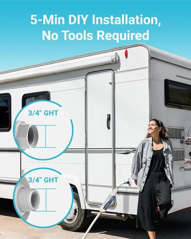 Alt view image 7 of 7 - AQUA CREST RV Inline Water Filter, Garden Hose & Camper Water Filter, NSF/ANSI Certified, Reduces Chlorine, Odor, Bad Taste and Sediment in Drinking Water, GAC & KDF Filtration, 4 Pack