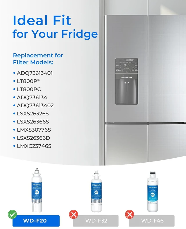 Alt view image 2 of 7 - Waterdrop ADQ73613401 Water Filter Replacement for LG® LT800P®, 3 Pack, Enhances pH, Replacement for LG® LT800P®, ADQ73613402, ADQ75795104, LSXS26326S, LMXC23746S, LSXS26366S, LSXS26386D