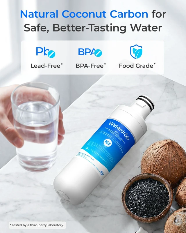 Alt view image 5 of 7 - Waterdrop LT1000PC ADQ747935 MDJ64844601 Refrigerator Water Filter, 2 Pack, Replacement for LG® LT1000P®/PC/PCS, ADQ74793501, ADQ74793502, Kenmore® 46-9980, 9980, LFXC24796S, LSFXC2496D, LMXS28626S