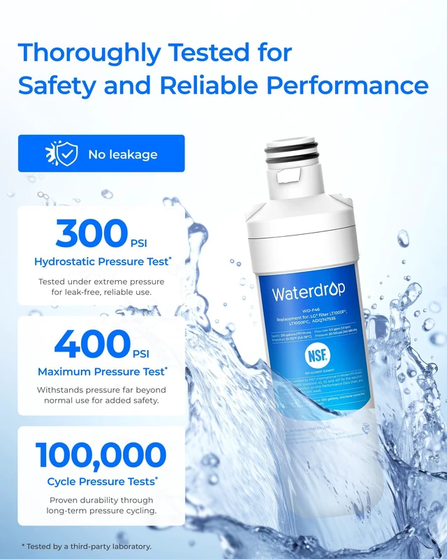 Alt view image 6 of 7 - Waterdrop LT1000PC ADQ747935 MDJ64844601 Refrigerator Water Filter, 2 Pack, Replacement for LG® LT1000P®/PC/PCS, ADQ74793501, ADQ74793502, Kenmore® 46-9980, 9980, LFXC24796S, LSFXC2496D, LMXS28626S