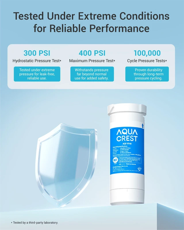 Alt view image 6 of 7 - AQUA CREST XWF Water Filter Replacement for GE® WR17X30702, 3 Pack No chip, Replacement for GE® XWF, Compatible with GE® GNE27, GFE26, GDE25, GSS25, PSE25 Series Refrigerators, NSF 42 & 372 Certified