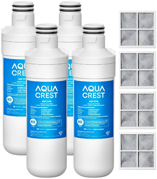 Main image of AQUA CREST LT1000PC Refrigerator Water Filter and Air Filter, 4 Combo, Replacement for LG® ADQ747935, LT1000P®/PC/PCS, LMXS28626S, LFXS26973S, MDJ64844601, ADQ74793501, ADQ74793502 and LT120F®