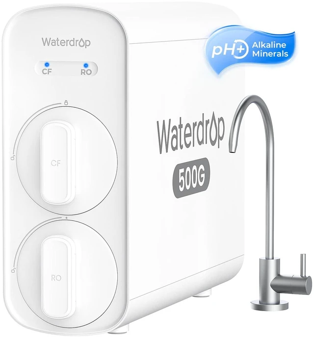 Main image of Waterdrop G5P500A Reverse Osmosis System, 8-Stage RO Filtration, Alkaline.NSF/ANSI 58 & 372 Certified, Alkaline Mineral pH+, Tankless RO Water Filter, 500 GPD, 2:1 Pure to Drain, Reduce TDS