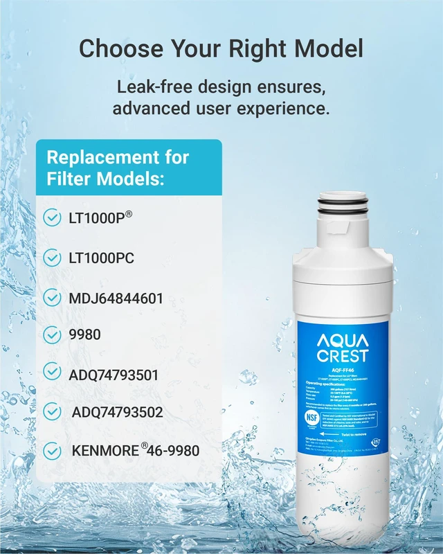 Alt view image 2 of 7 - AQUA CREST LT1000PC Refrigerator Water Filter and Air Filter, 4 Combo, Replacement for LG® ADQ747935, LT1000P®/PC/PCS, LMXS28626S, LFXS26973S, MDJ64844601, ADQ74793501, ADQ74793502 and LT120F®