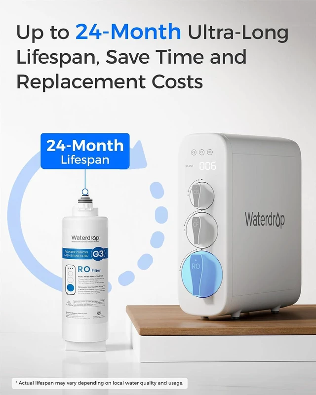 Alt view image 7 of 7 - Waterdrop WD-G3-N2RO Reverse Osmosis Membrane Filter, 2-year Lifetime, Replacement for WD-G3-W Reverse Osmosis System