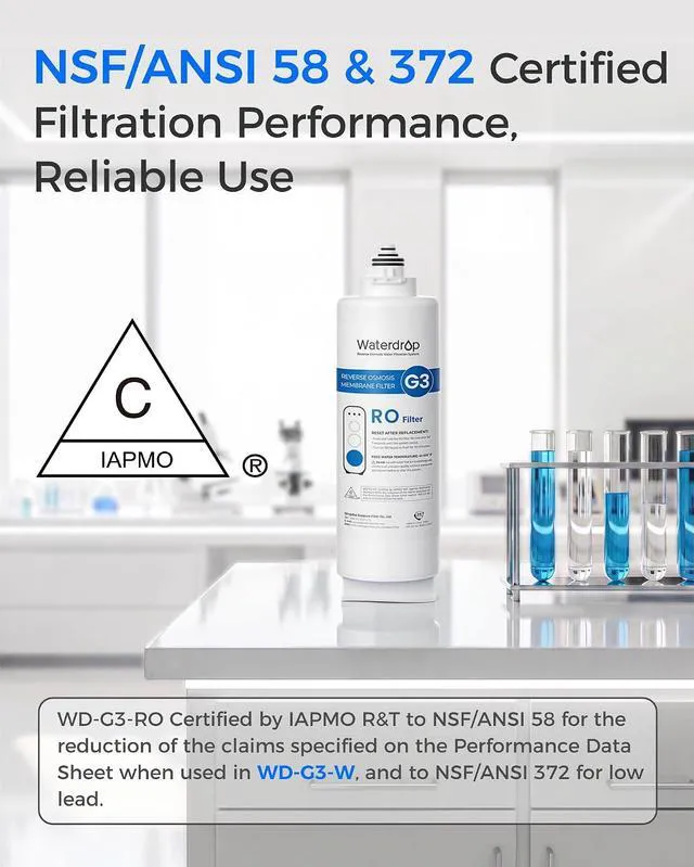 Alt view image 4 of 7 - Waterdrop WD-G3-N2RO Reverse Osmosis Membrane Filter, 2-year Lifetime, Replacement for WD-G3-W Reverse Osmosis System