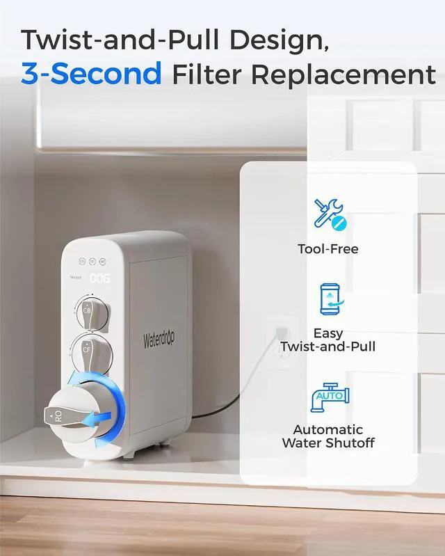 Alt view image 6 of 7 - Waterdrop WD-G3-N2RO Reverse Osmosis Membrane Filter, 2-year Lifetime, Replacement for WD-G3-W Reverse Osmosis System
