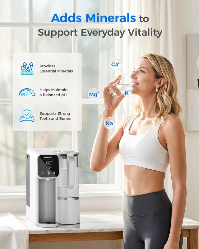 Alt view image 4 of 7 - Waterdrop M6SL Mineral Reverse Osmosis Water Filter Countertop, Room-Temp,Glass Pitcher, NSF/ANSI 58 Certified, 8-Stage RO Filtration System, Reduce PFAS/TDS, 3:1 Pure to Drain