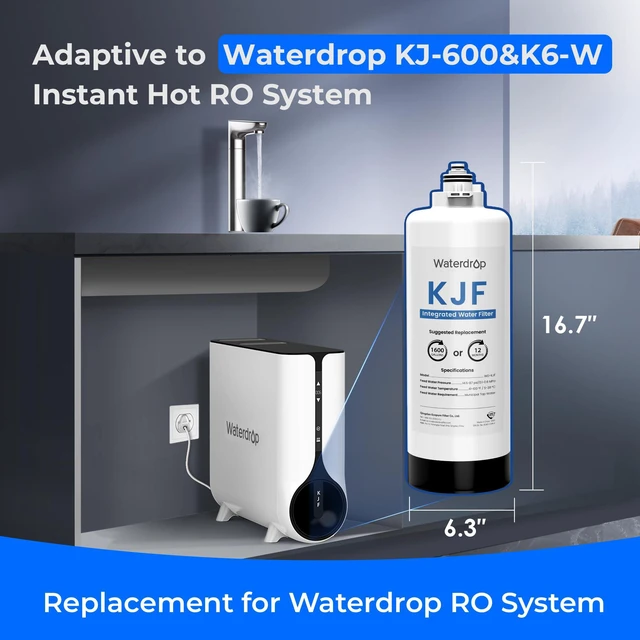 Alt view image 2 of 5 - Waterdrop KJF Filter, Replacement for KJ600 RO System, 12-month Lifetime
