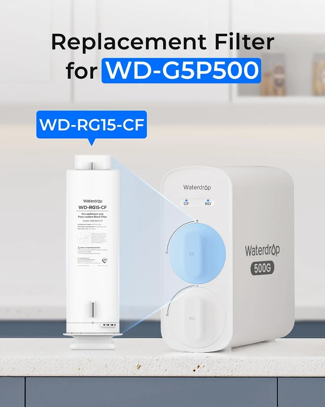 Alt view image 2 of 7 - Waterdrop G5P500-CF Filter, Replacement for Waterdrop G5P500 RO System, 6-Month Lifetime, Easy Filter Replacement, Long lifespan
