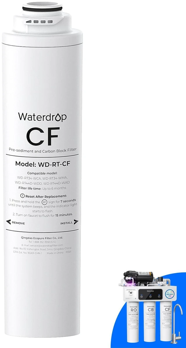 Main image of Waterdrop RT-CF Filter, Replacement for All T3 & T4 Series RO System,6-Month Lifetime, Replacement for Waterdrop T3-T & T3-C & T3-M & T4-A Reverse Osmosis System