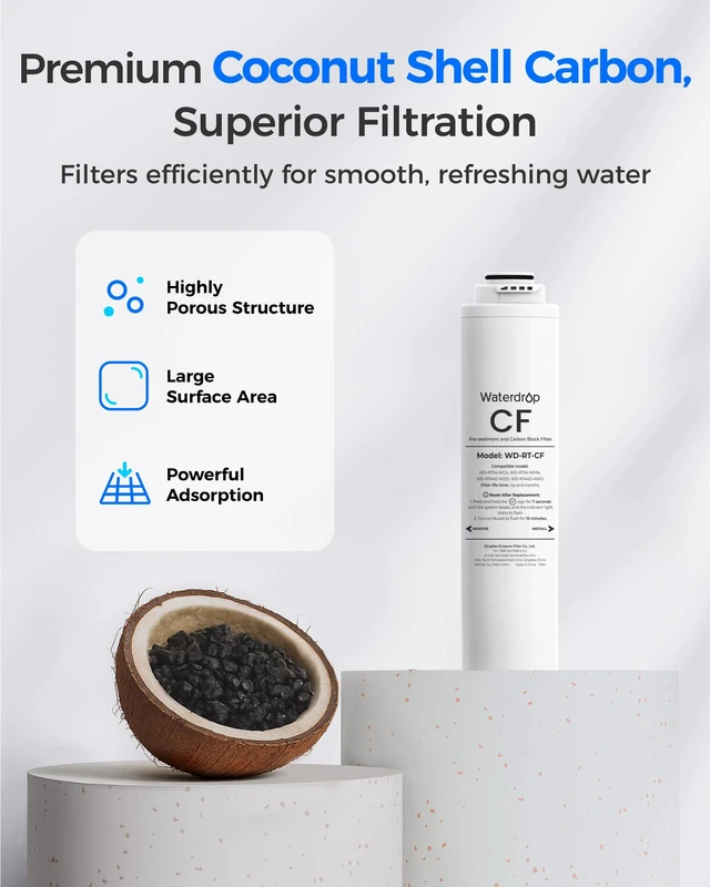 Alt view image 3 of 7 - Waterdrop RT-CF Filter, Replacement for All T3 & T4 Series RO System,6-Month Lifetime, Replacement for Waterdrop T3-T & T3-C & T3-M & T4-A Reverse Osmosis System