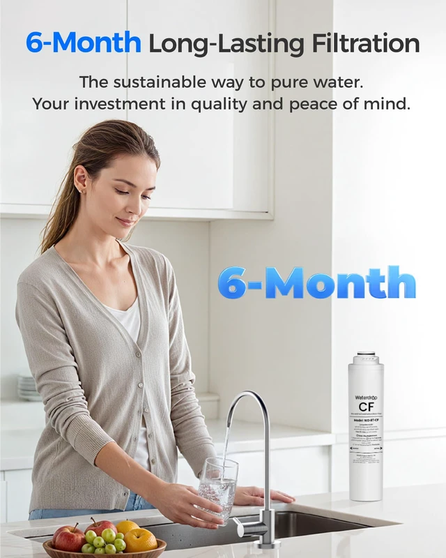 Alt view image 4 of 7 - Waterdrop RT-CF Filter, Replacement for All T3 & T4 Series RO System,6-Month Lifetime, Replacement for Waterdrop T3-T & T3-C & T3-M & T4-A Reverse Osmosis System