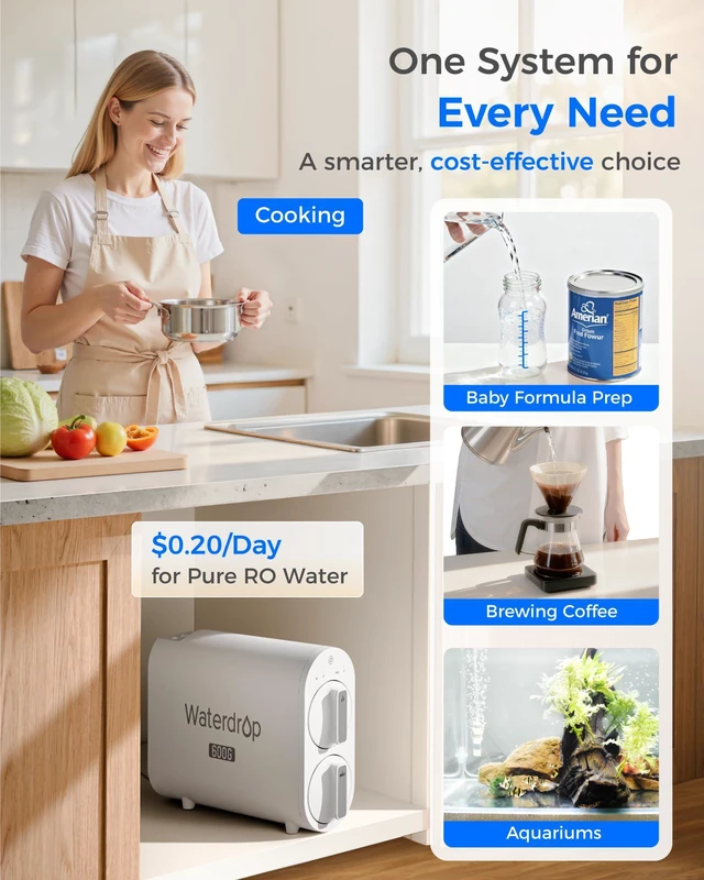 Alt view image 7 of 7 - Waterdrop G2P600 Under-Sink RO System, 600 GPD Tankless RO Water Filtration, 7 Stage RO Water Filtration, NSF/ANSI 372 Certified, 2:1 Pure to Drain, TDS Reduction