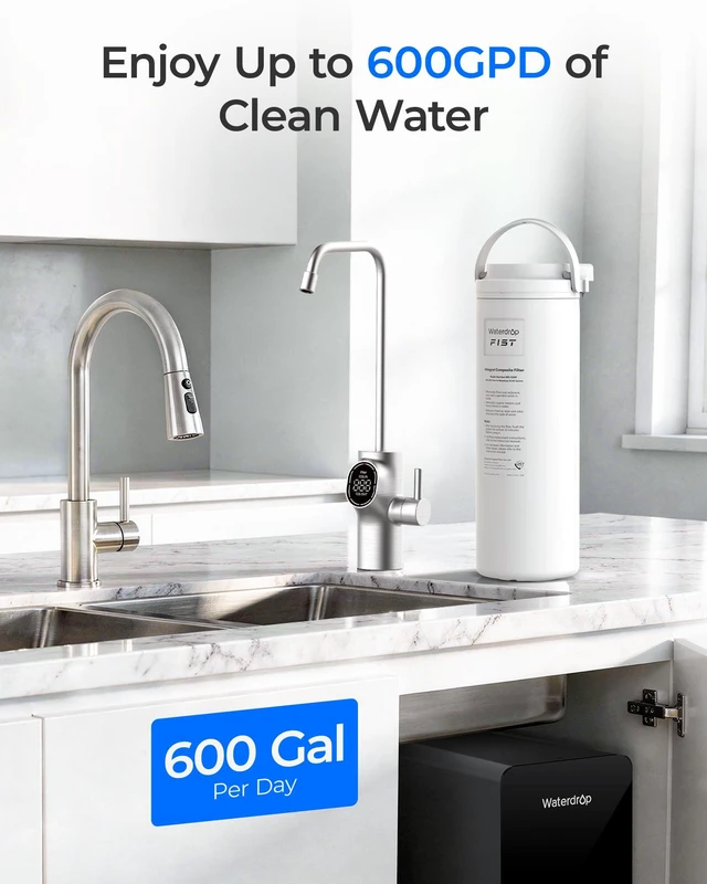 Alt view image 5 of 7 - Waterdrop WD-D6RF Filter, Replacement for WD-D6-B Tankless Reverse Osmosis System, 1-Year Lifetime, Reduce PFAS