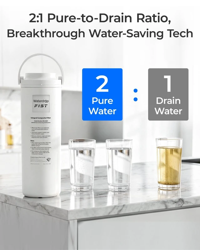Alt view image 6 of 7 - Waterdrop WD-D6RF Filter, Replacement for WD-D6-B Tankless Reverse Osmosis System, 1-Year Lifetime, Reduce PFAS