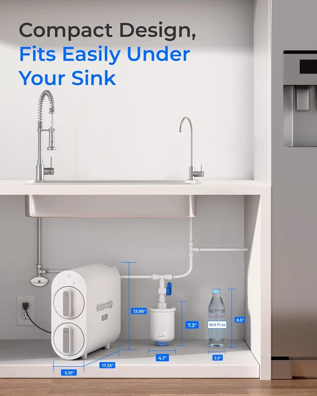 Alt view image 5 of 7 - Waterdrop PMT Small Water Pressure Tank, Compatible with Tankless RO System, Fits All 1/4" & 3/8" Water Tubing Undersink RO Filter, Mini Reverse Osmosis Storage Tank for D6 & G2 & T3 & T4