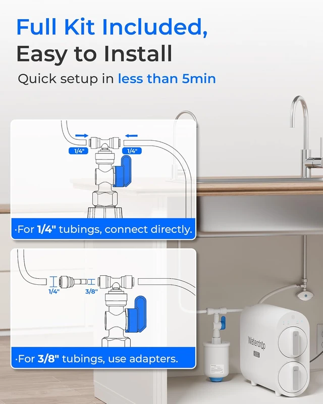 Alt view image 2 of 7 - Waterdrop PMT Small Water Pressure Tank, Compatible with Tankless RO System, Fits All 1/4" & 3/8" Water Tubing Undersink RO Filter, Mini Reverse Osmosis Storage Tank for D6 & G2 & T3 & T4