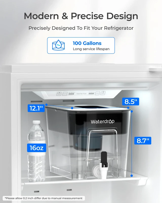 Alt view image 4 of 7 - Waterdrop WFD-22L-A Alkaline Water Filter Dispenser, Large 40-Cup, Black,100-Gallon Water Filter Pitcher, Healthy, Clean & Toxin-Free Mineralized Alkaline Water, BPA Free