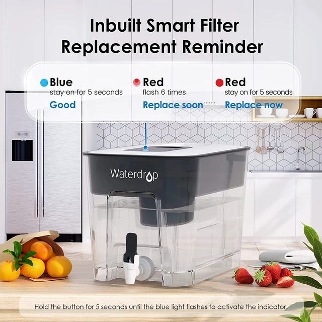 Alt view image 6 of 7 - Waterdrop WFD-22L-A Alkaline Water Filter Dispenser, Large 40-Cup, Black,100-Gallon Water Filter Pitcher, Healthy, Clean & Toxin-Free Mineralized Alkaline Water, BPA Free