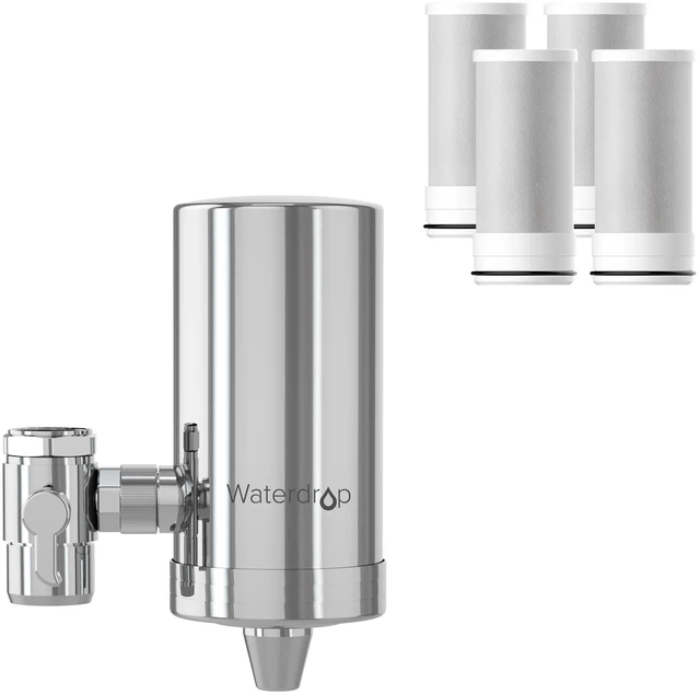 Main image of Waterdrop FC-06 Water Filter for Sink Faucet with 4 Filters,Reduce Chlorine, 360° Rotating Stainless Steel, NSF Certified Faucet Water Filter for Kitchen Sink, 1 Year Long Life