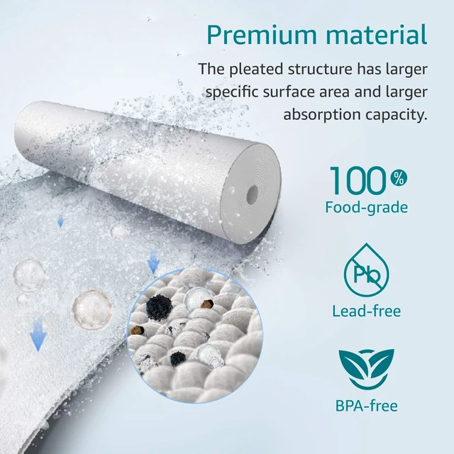 Alt view image 4 of 7 - AQUA CREST AP110 Sediment Water Filter Cartridge for 3M® Aqua-Pure AP110,Whole House Water Filter Replacement for Culligan® P5, APEC, GE FXUSC, Whirlpool®, 5 Micron, 10" x 2.5", 6 Pack