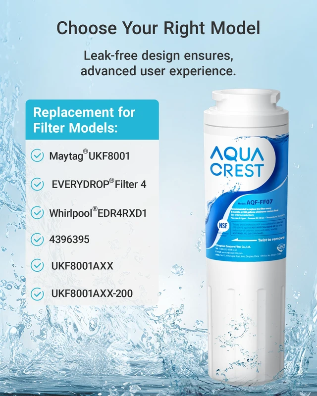 Alt view image 6 of 7 - AQUA CREST UKF8001 Water Filter, Replacement for EveryDrop Filter 4, 3 Pack, Replacement for Maytag UKF8001P, Whirlpool UKF8001AXX-750, UKF8001AXX, 4396395, 469006, EDR4RXD1, Puriclean II Refrigerator