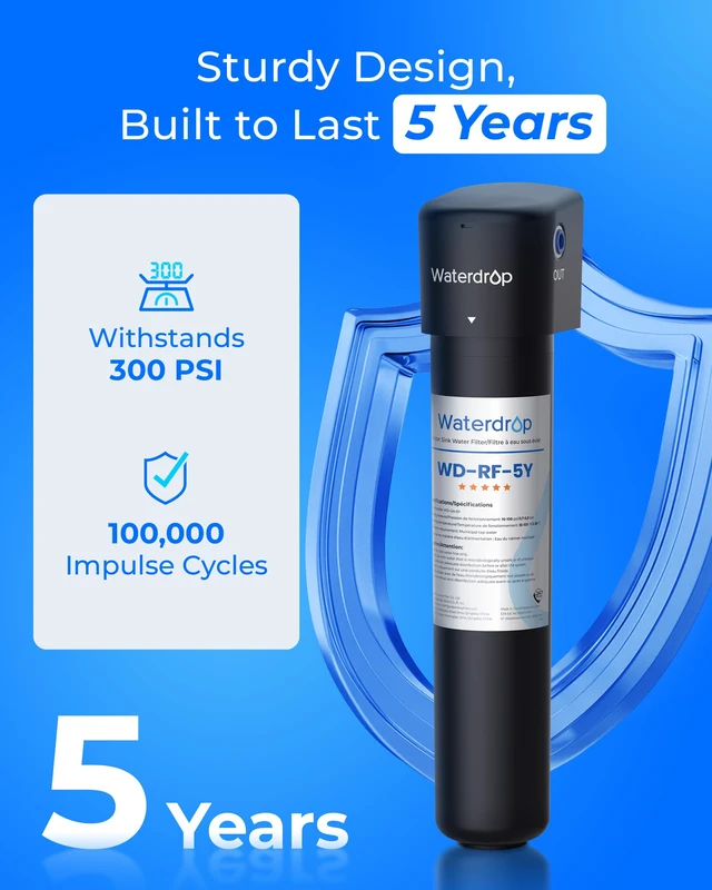 Alt view image 7 of 7 - Waterdrop UA-5Y 5-Year Under Sink Water Filter System, Ultra Long Life, Reduces Lead, Chlorine, Bad Taste & Odor, Water Filter for Sink Faucet Connects Directly to Your Faucet