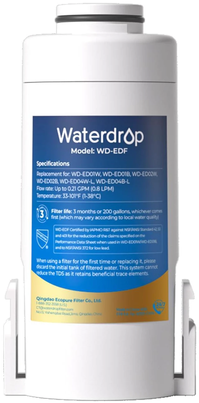 Main image of Waterdrop EDF Water Filter Replacement for Electric ED01/ED02/ED04 Pitcher, Compatible with Waterdrop Electric Water Filter Pitchers, Lasts 3 Months or 200 Gallons, NSF/ANSI 401&53&42&372