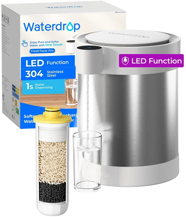 Main image of Waterdrop ED09W Rechargeable Non-Gravity Water Filter System with LED Function, Reduces 70+ Contaminants, Lead, Chlorine, 5-Stage Stainless Steel Filtration System, 22-Cup