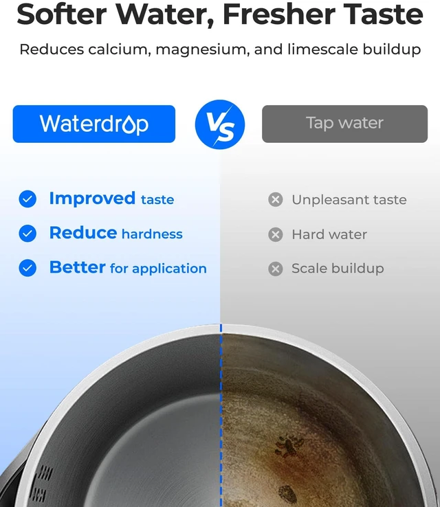 Alt view image 6 of 7 - Waterdrop ED12W Glass Rechargeable Water Filter Dispenser, Large 22-Cup, Reduce 70+ Contaminants, Instant Eco-Friendly Countertop Water Filter System, 5-Stage Soften Water Pitcher, with 1 Filter