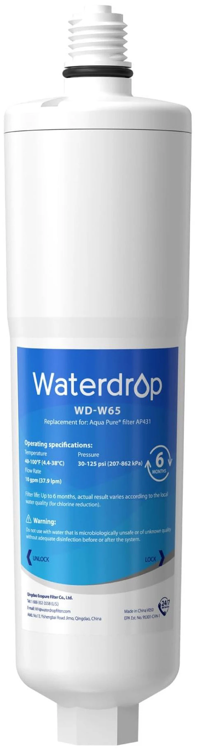Main image of Waterdrop AP431 Replacement Cartridge for Aqua-Pure® AP431, 1 Pack, Hot Water Scale Inhibitor for Aqua-Pure® AP430SS, Prevent Scale Accumulation and Protect Water Heaters