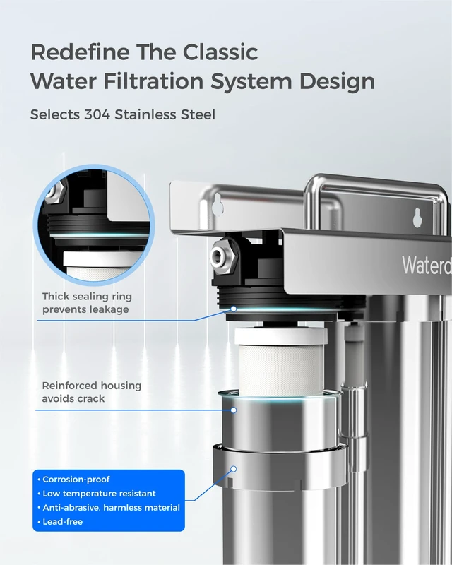 Alt view image 5 of 7 - Waterdrop TST-UF 0.01m Ultra-Filtration Under Sink Water Filter System, Removes 99% of Substances, Chlorine, Bad Taste & Odor, No Drill Required, Stainless Steel Under Sink Water Filtration System