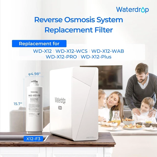 Alt view image 2 of 7 - Waterdrop X12-F3 Filter, Replacement for All X12 1200 GPD Series RO System, 24-Month Lifetime, Reduce PFAS, Long Filter Lifespan, Enhanced Filtration