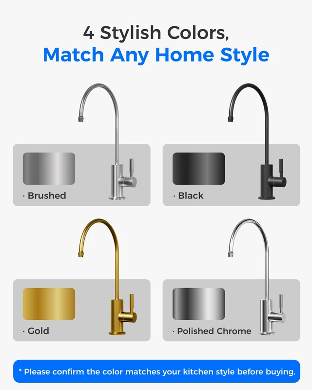 Alt view image 3 of 7 - Waterdrop G2FCT-BLK Drinking Water Faucet, NSF/ANSI 372 Certified, Black, RO Water Filter Faucet for Kitchen Bar Sink, Lead-Free, 304 Stainless Steel, Single Handle, 360° Swivel Spout