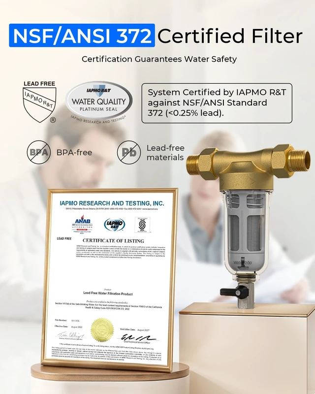 Alt view image 5 of 7 - Waterdrop RPFK Spin Down Sediment Filter, 40-50 Micron, BPA Free, Backwash Whole House Water Filter System for Well Water, 1" MNPT + 3/4" FNPT + 3/4" MNPT, Traps Sand