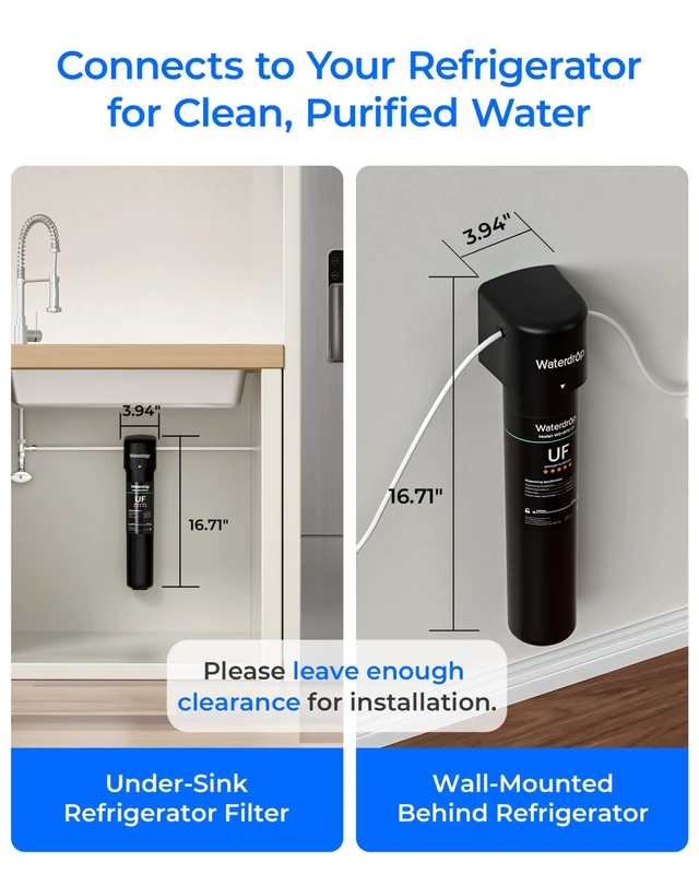 Alt view image 4 of 7 - Waterdrop 15UC-UF 0.01 m Inline Water Filter for Refrigerator, 2 Years, In Line Water Filter for Icemaker, Ideal for Ice Maker, RV, Refrigerator, 1/4 inch Direct Connect, NSF/ANSI 42 Certified