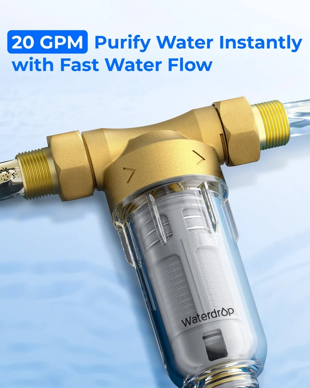 Alt view image 7 of 7 - Waterdrop RPFK Spin Down Sediment Filter, 40-50 Micron, BPA Free, Backwash Whole House Water Filter System for Well Water, 1" MNPT + 3/4" FNPT + 3/4" MNPT, Traps Sand