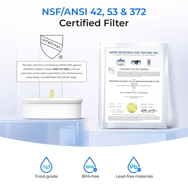 Alt view image 5 of 7 - Waterdrop PT-72BL Glass Water Filter Pitcher, 7-Cup, Eco-Friendly, Black,NSF/ANSI 53, 42 & 372 Certified Filter, Reduces PFOA/PFOS, Chlorine, Cadmium, Copper & Mercury, BPA-Free