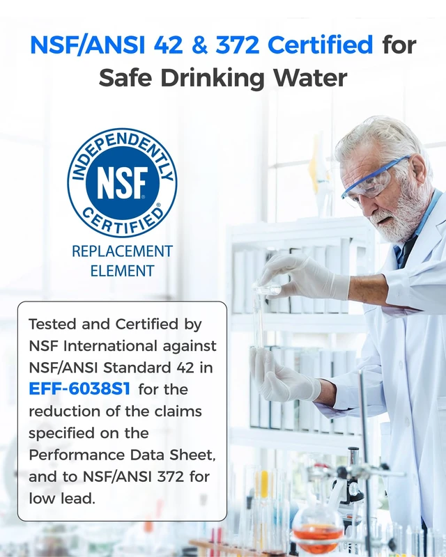 Alt view image 5 of 7 - Waterdrop EDR1RXD1 Water Filter, Replacement for Everydrop® Filter 1,Replacement for W10295370A, EDR1RXD1B, P8RFWB2L, P4RFWB, Kenmore® 46-9081, 46-9930, WD-F38 Refrigerator Water Filter