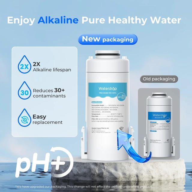 Alt view image 2 of 6 - Waterdrop EDFA Alkaline Water Filter Replacement for ED01AW/ED01AB, 3 Pack,For Waterdrop ED01/ED02/ED04 Rechargeable Electric Pitchers, Improves pH, Lasts 3 Months or 200 Gallons